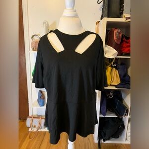 NWT black cut out peplum shirt